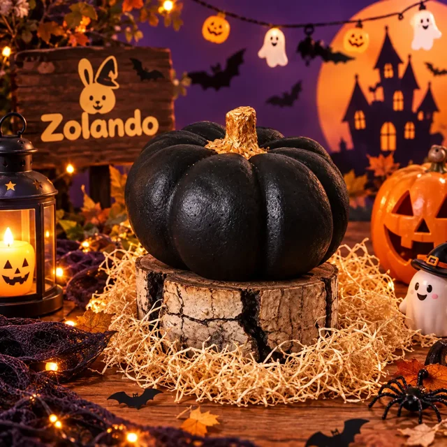 کدو تنبل پاییزی دکوری مشکی | قطر ۹ و ارتفاع ۵ سانتیمتر 🎃